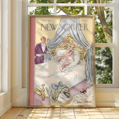 New Yorker 1929 Cover Poster, Valentine Bedroom Scene, Vintage Magazine Wall Art