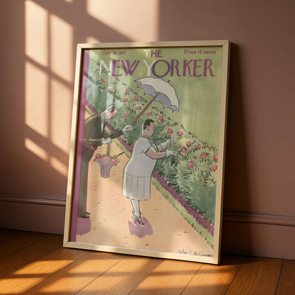 The New Yorker July 1927 Cover Poster, Vintage Garden Scene, Helen Hokinson Wall Art
