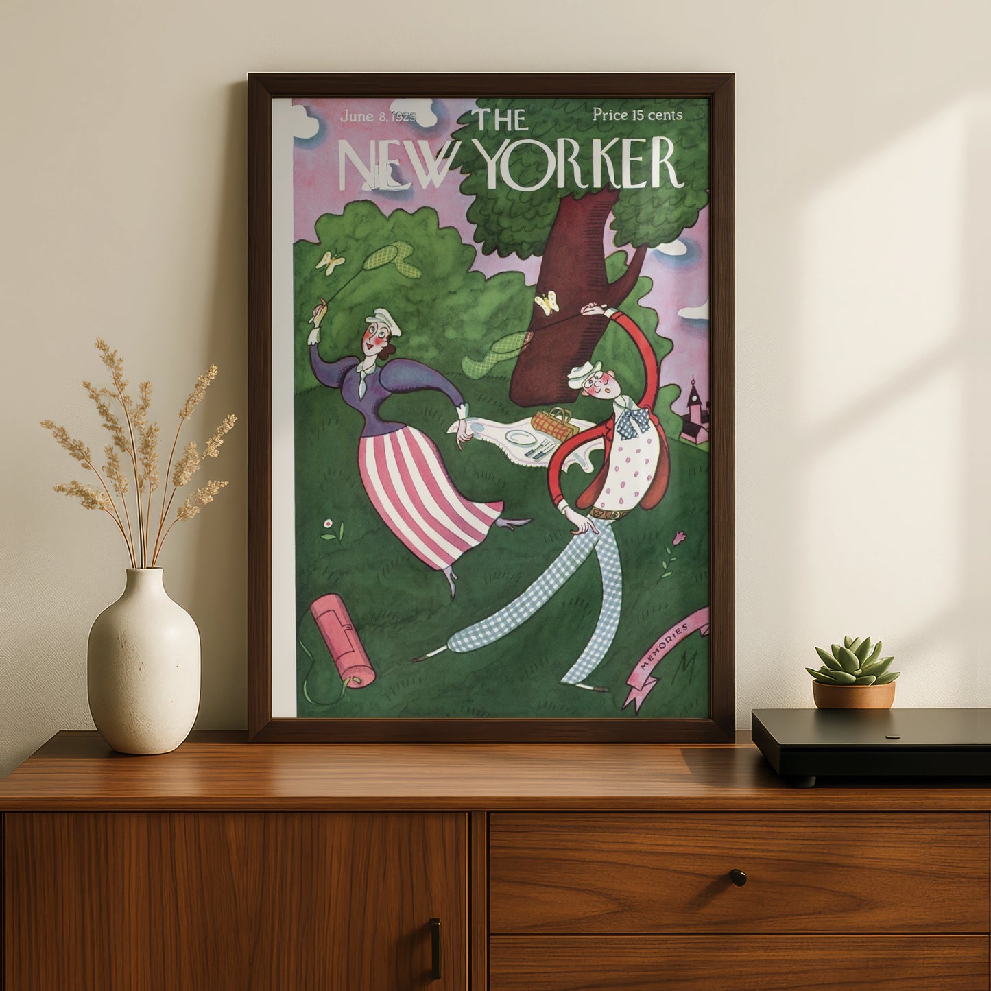 New Yorker Cover June 1929 Vintage Picnic Art Poster, Retro Summer Wall Art Print