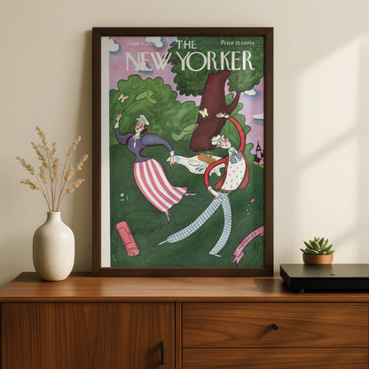 New Yorker Cover June 1929 Vintage Picnic Art Poster, Retro Summer Wall Art Print