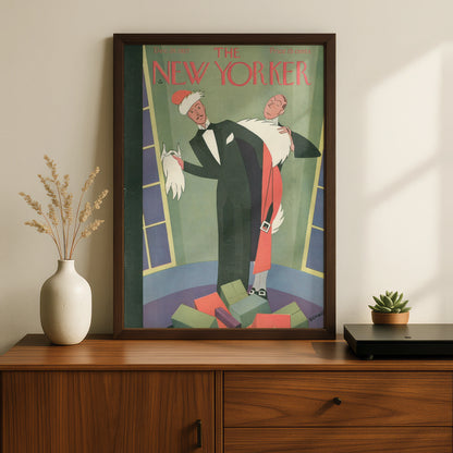 The New Yorker Christmas 1927 Cover Art Poster, Art Deco Holiday Vintage Print