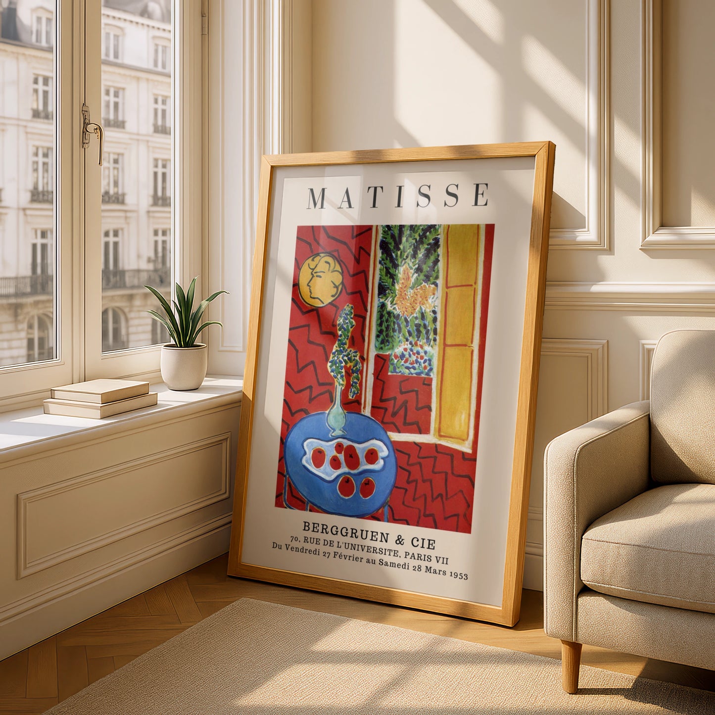 Red Interior Wall Art Print, Colourful Vintage Modernist Poster – product image 4