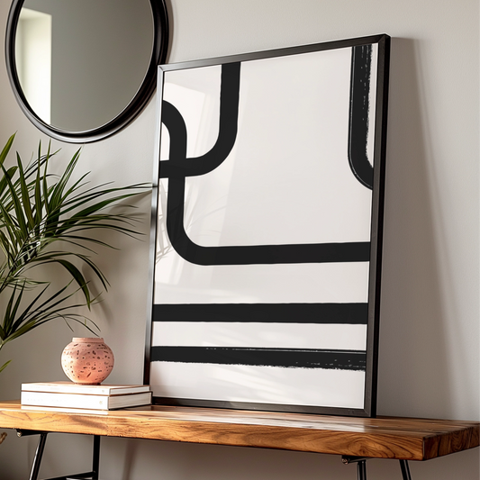 Abstract Line Art Print, Monochrome Wall Art, Modern Black White Poster, Minimalist Decor