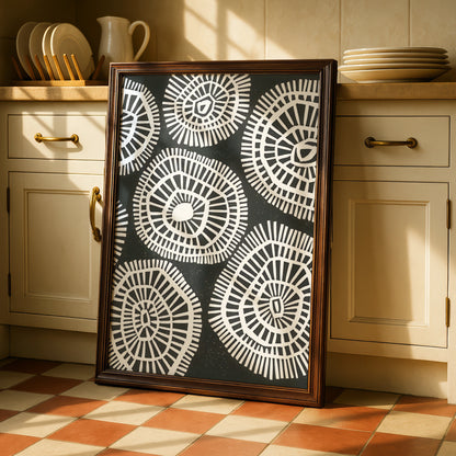 Abstract Circle Pattern Print, Monochrome Wall Art, Black White Geometric Poster, Modern Decor