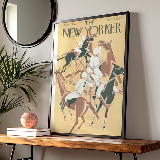 The New Yorker 1927 Polo Match Art Poster, Vintage Art Deco Horse Print, Gallery Wall