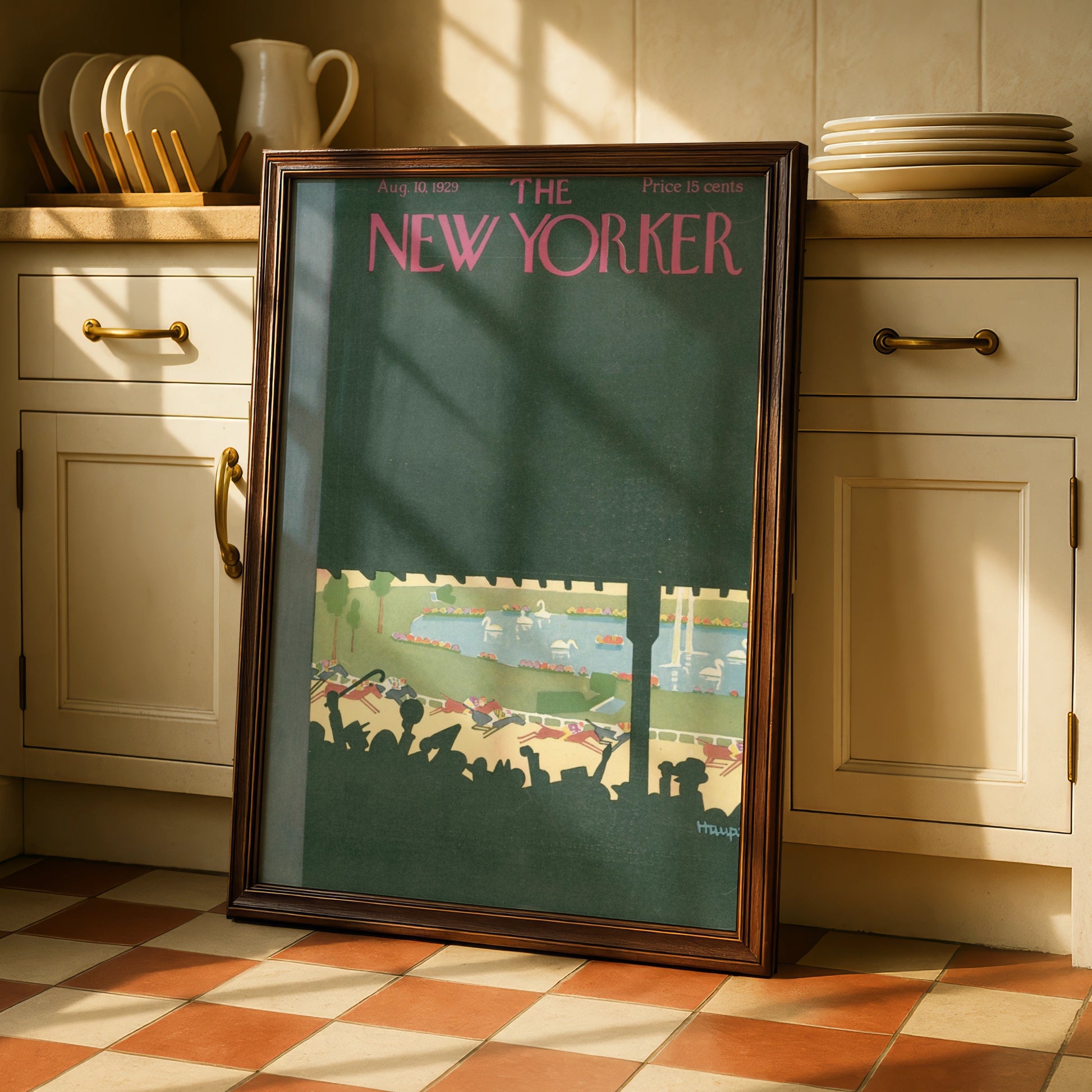 New Yorker 1929 Horse Racing Cover Poster, Vintage Art Deco Wall Art Print