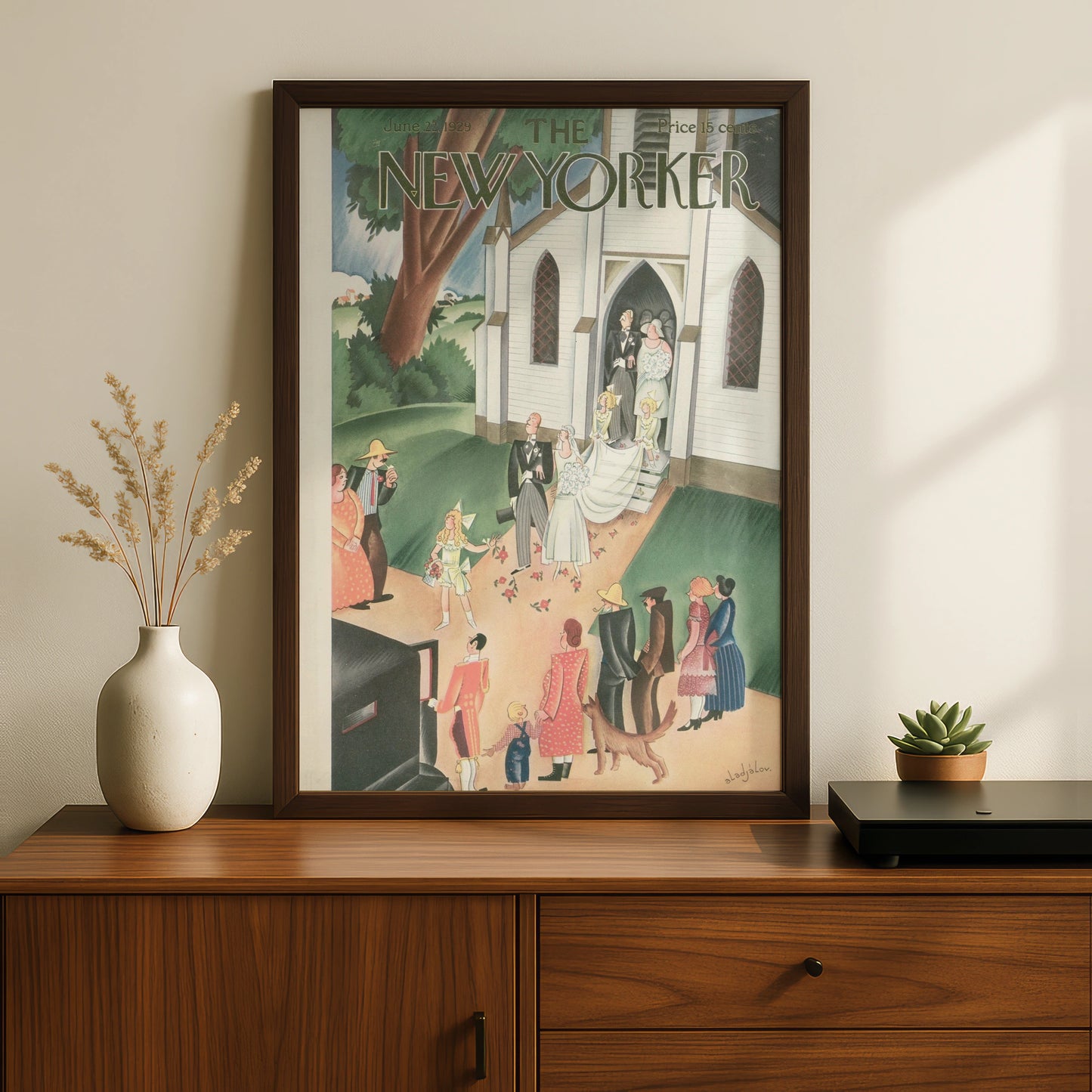New Yorker 1929 Wedding Cover Poster, Vintage Church Bride Art Print, Retro Wall Art
