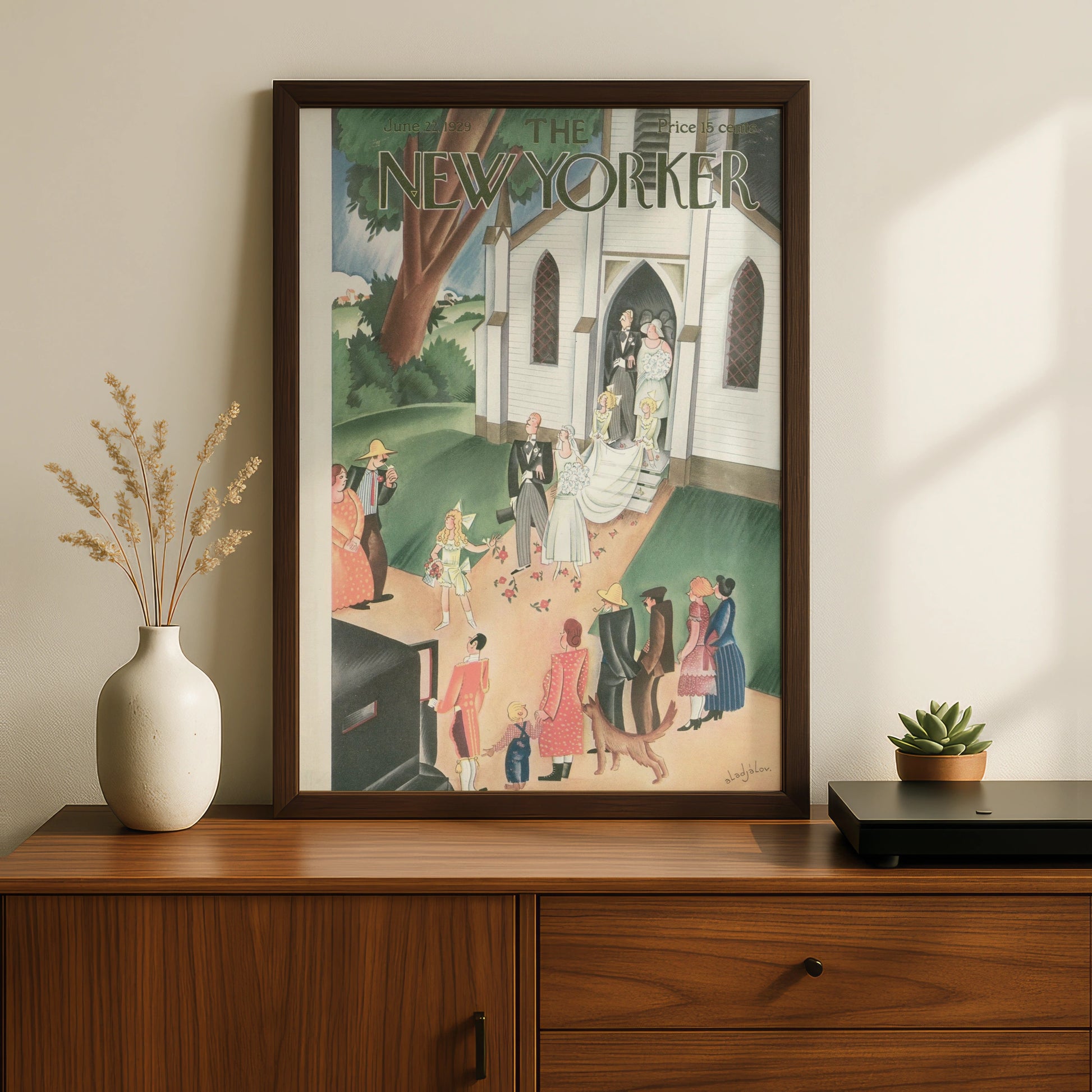 New Yorker 1929 Wedding Cover Poster, Vintage Church Bride Art Print, Retro Wall Art