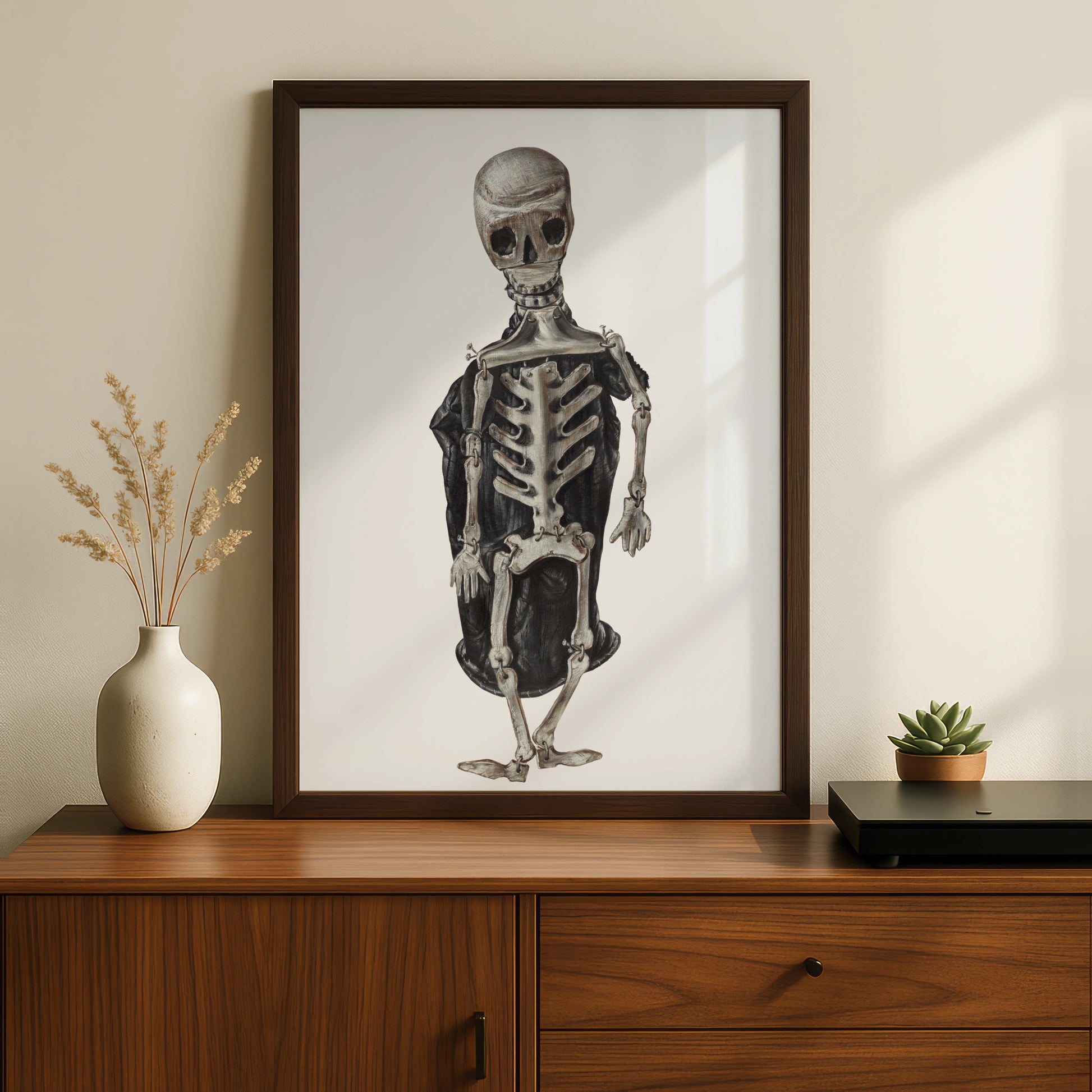 Halloween Skeleton Poster, Spooky Skull Wall Art, Dark Gothic Print, Halloween Decor