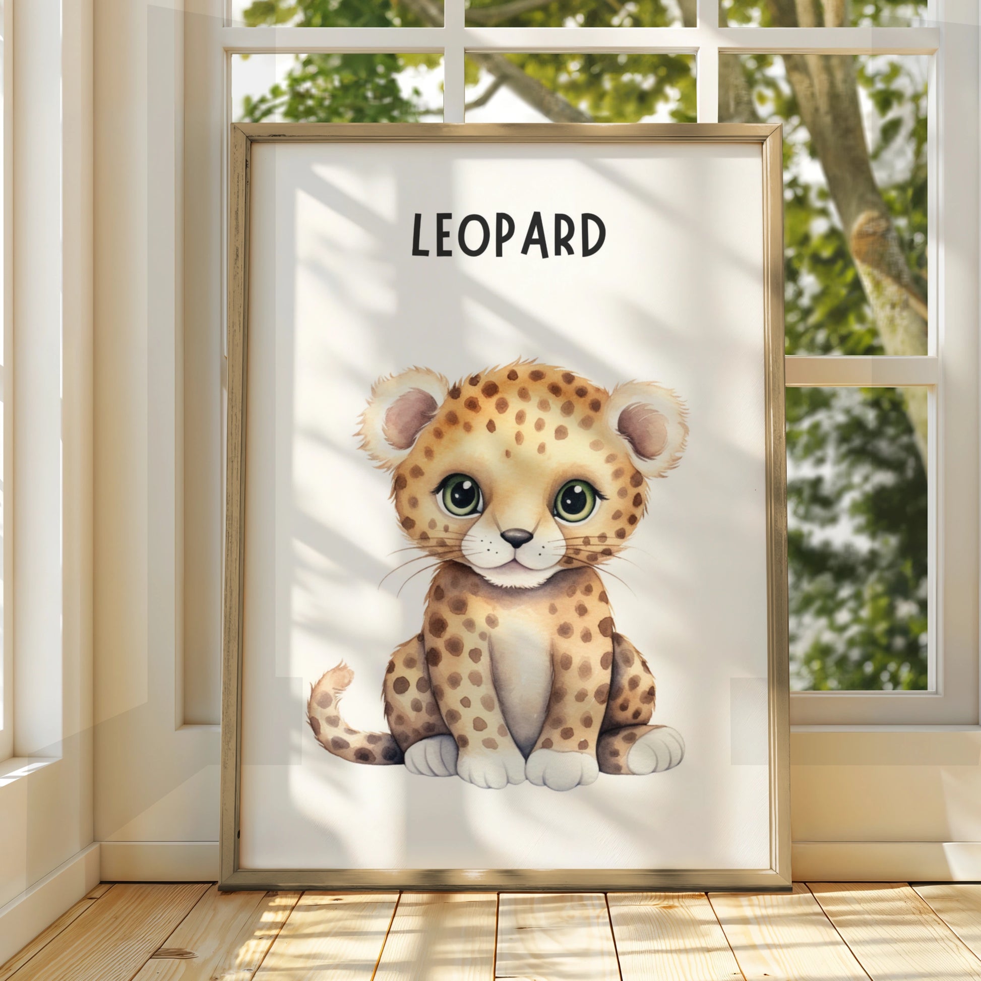Leopard Nursery Wall Art, Baby Animal Print, Safari Poster for Kids Room Decor