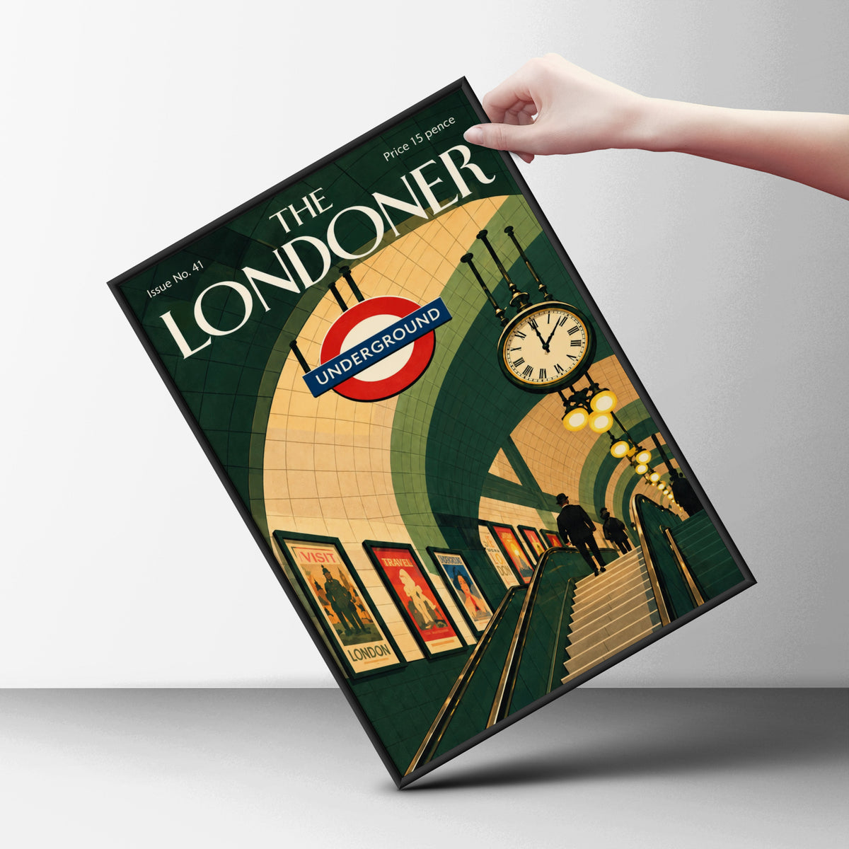 London Underground Poster, Vintage Magazine Cover Wall Art, Tube Station Art Print, Green Retro