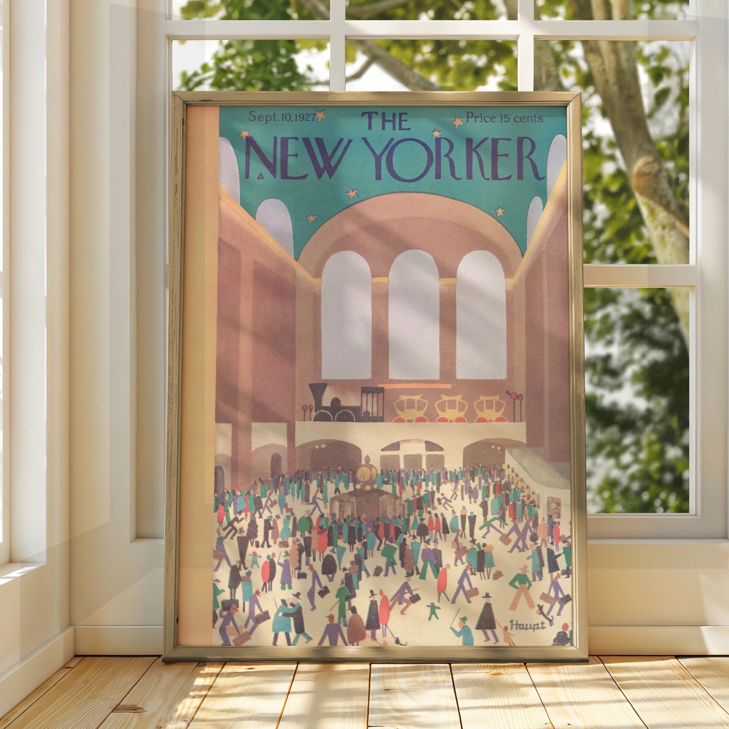 The New Yorker 1927 Grand Central Station Poster, Vintage Art Deco NYC Wall Art