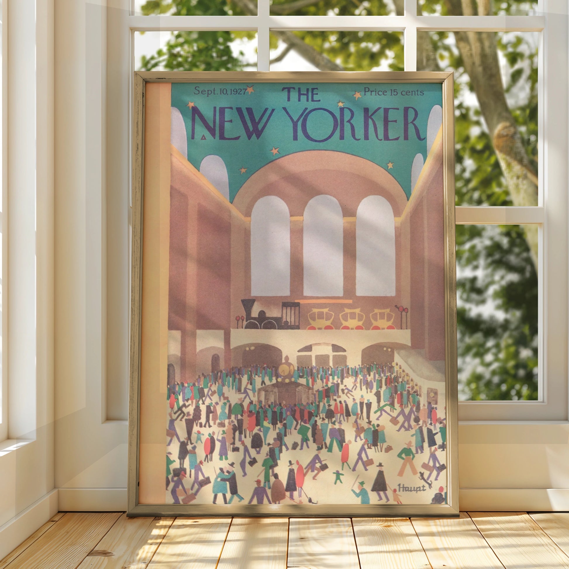 The New Yorker 1927 Grand Central Station Poster, Vintage Art Deco NYC Wall Art