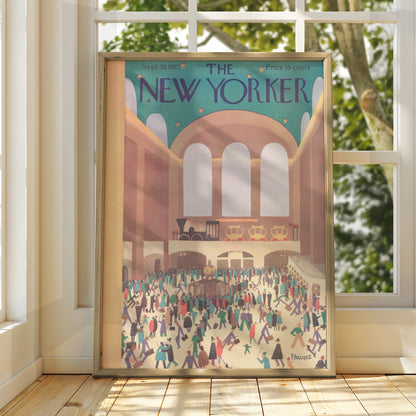 The New Yorker 1927 Grand Central Station Poster, Vintage Art Deco NYC Wall Art