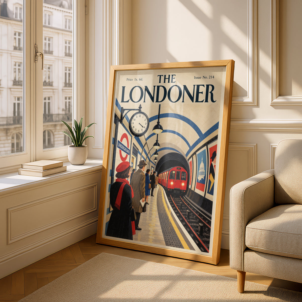 The Londoner Vintage Magazine Cover Poster, London Underground Wall Art, Retro Tube Station Art