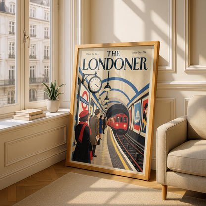 The Londoner Vintage Magazine Cover Poster, London Underground Wall Art, Retro Tube Station Art