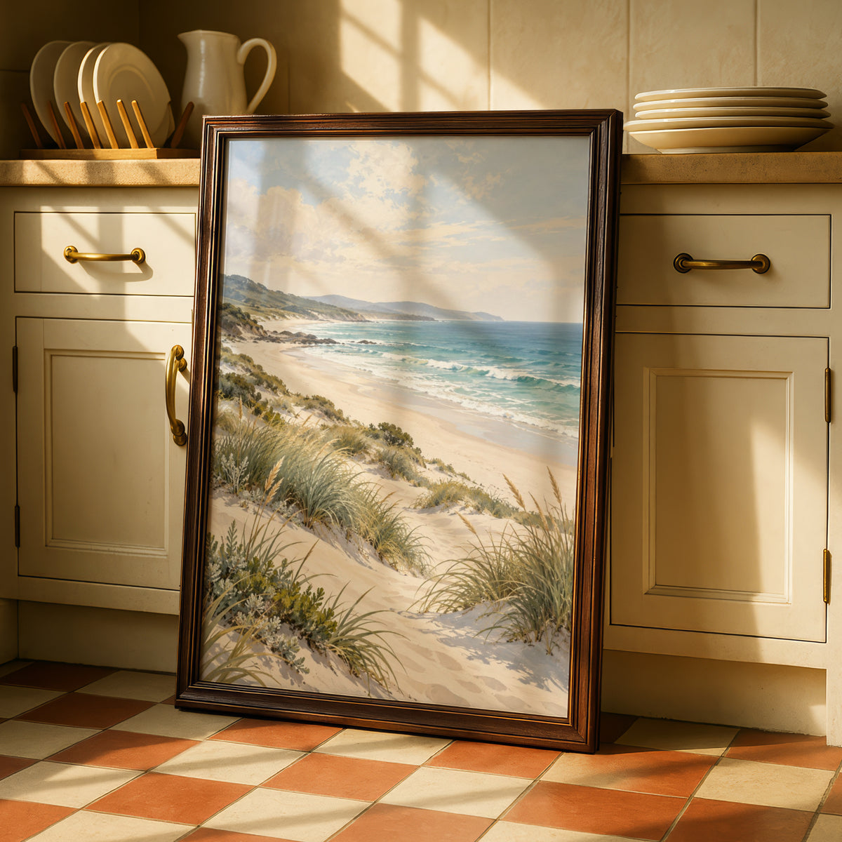 Australian Beach Dunes Print, Coastal Wall Art, Teal Ocean Landscape Poster, Gallery Wall