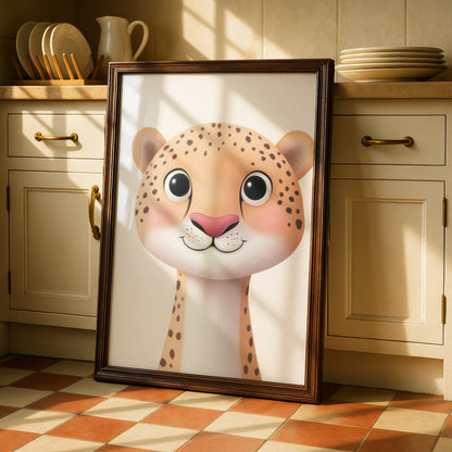Cute Cheetah Nursery Wall Art, Safari Animal Print, Kids Room Poster, Baby Decor