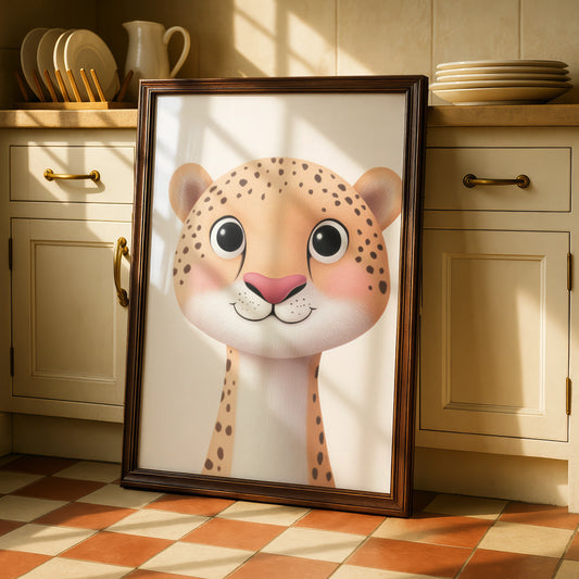 Cute Cheetah Nursery Wall Art, Safari Animal Print, Kids Room Poster, Baby Decor