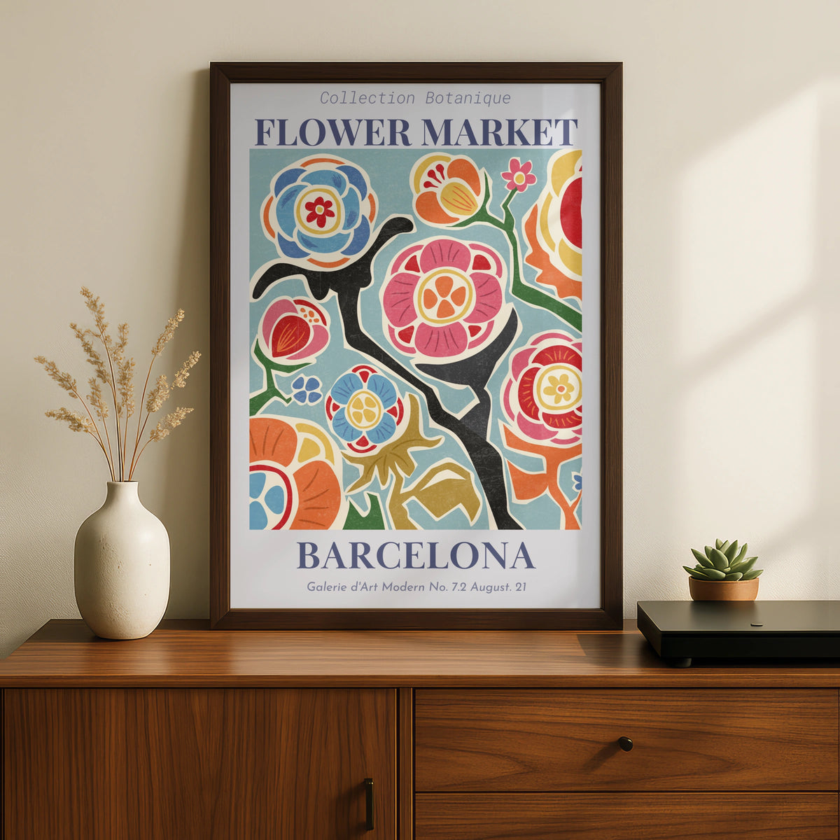 Flower Market Barcelona Maximalist Poster, Botanical Floral Wall Art, Colourful Bold Print