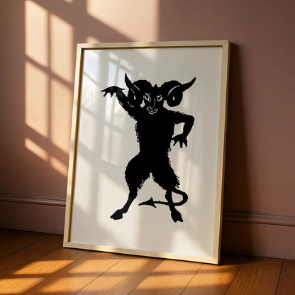Halloween Devil Demon Poster, Dark Occult Wall Art, Black Krampus Print, Spooky Gothic Decor