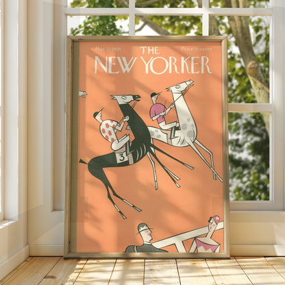 The New Yorker May 1926 Horse Racing Cover Poster, Art Deco Jockey Wall Art Print