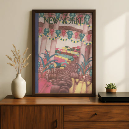 New Yorker 1929 Cover Art Poster, Vintage Art Deco Car Show Print, Retro Wall Art