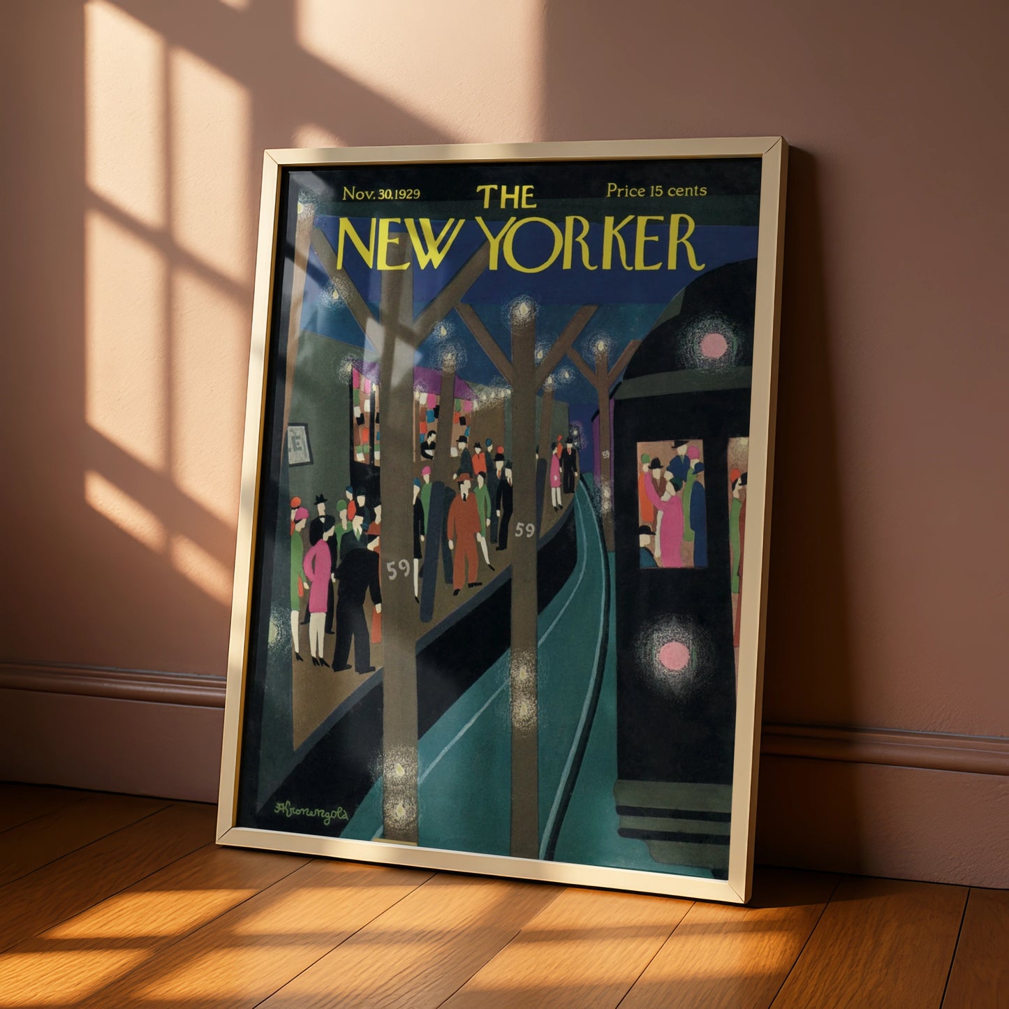 New Yorker 1929 Cover Poster, Vintage NYC Street Scene Art, Art Deco Wall Print