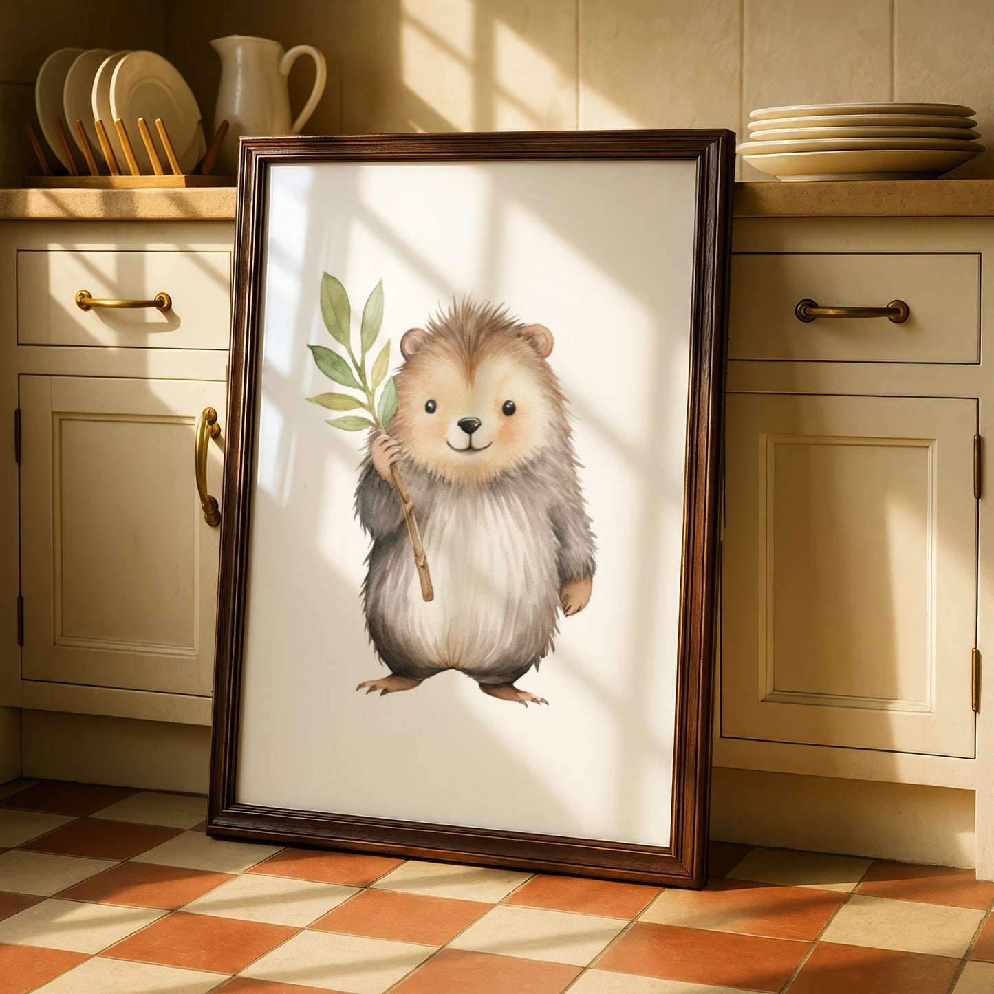 Nursery Wall Art Hedgehog Print, Woodland Animal Poster, Baby Room Watercolour Decor