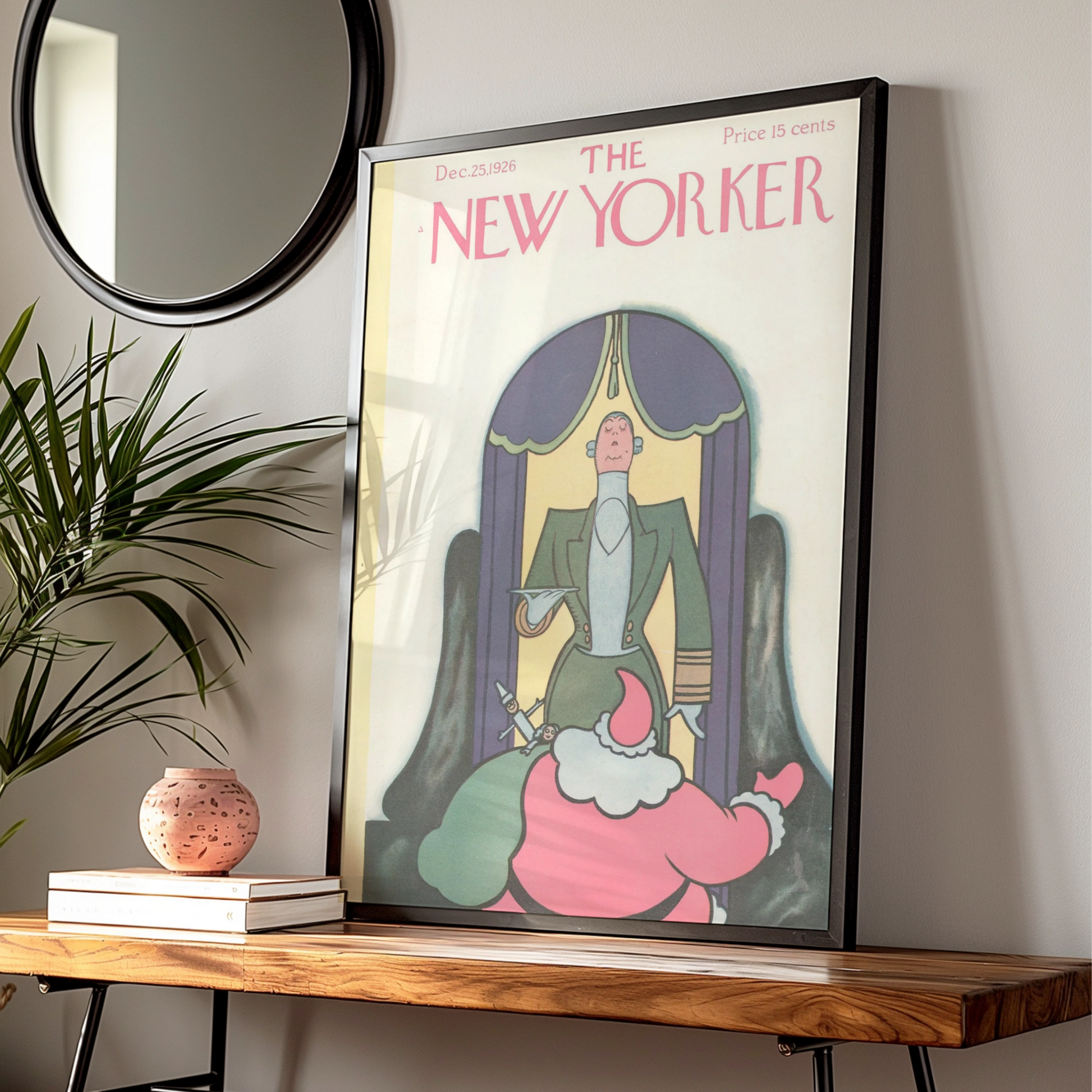 The New Yorker Christmas 1926 Poster, Santa Claus Art Deco Cover, Vintage Holiday Wall Art