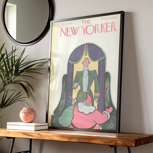 The New Yorker Christmas 1926 Poster, Santa Claus Art Deco Cover, Vintage Holiday Wall Art