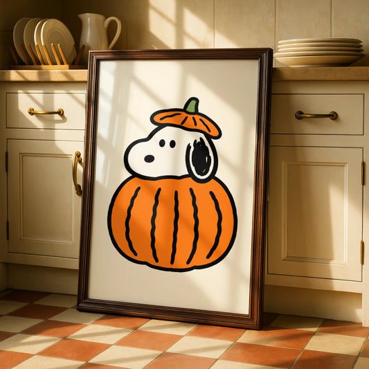Halloween Cartoon Dog Pumpkin Poster