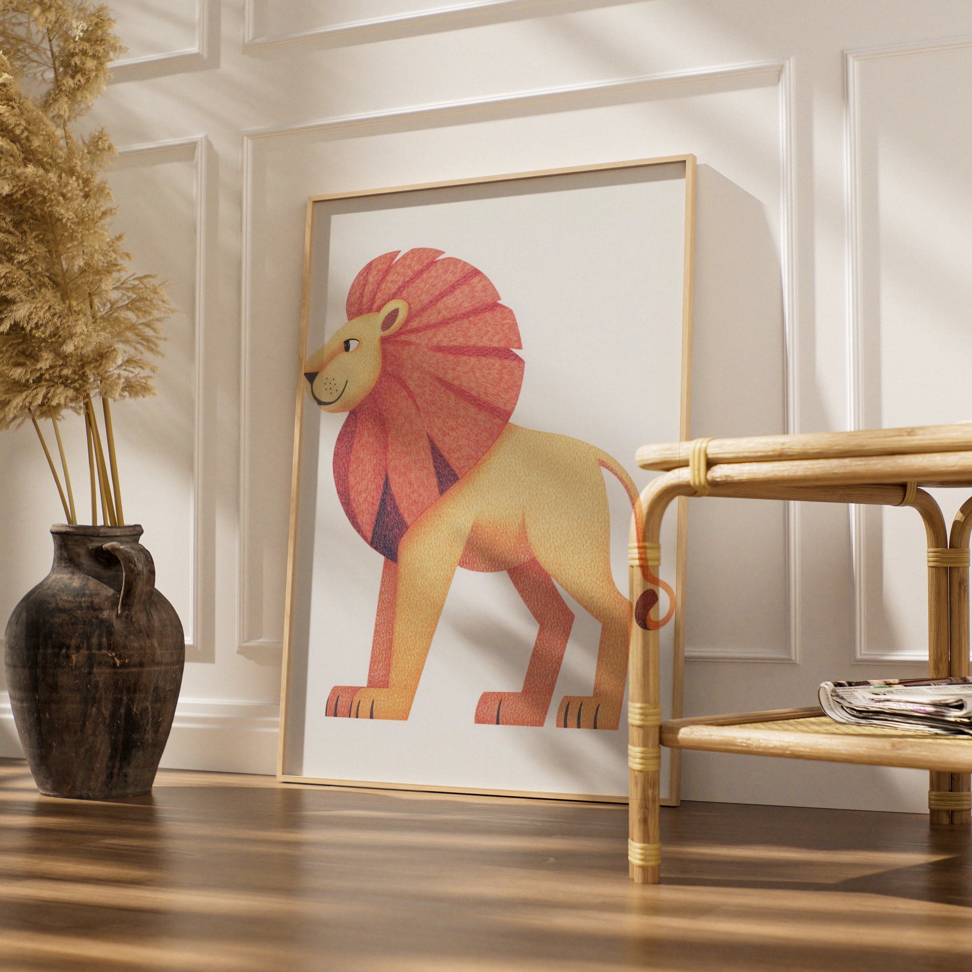 Lion Nursery Wall Art, Cute Safari Animal Print, Kids Room Poster, Colourful Baby Decor