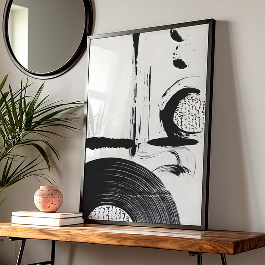 Bold Monochrome Abstract Wall Art, Black and White Modern Print, Gallery Wall Poster