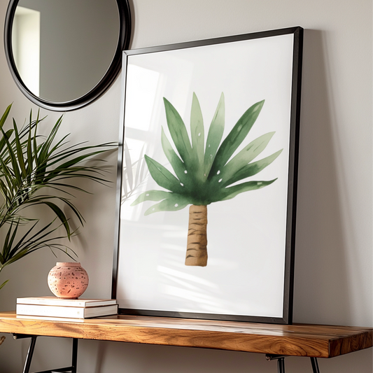 Watercolour Palm Tree Nursery Wall Art, Tropical Green Poster, Baby Room Print