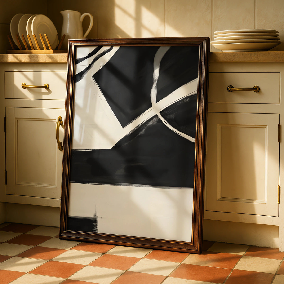 Modern Monochrome Abstract Wall Art, Black and White Poster, Minimalist Print, Contemporary Decor