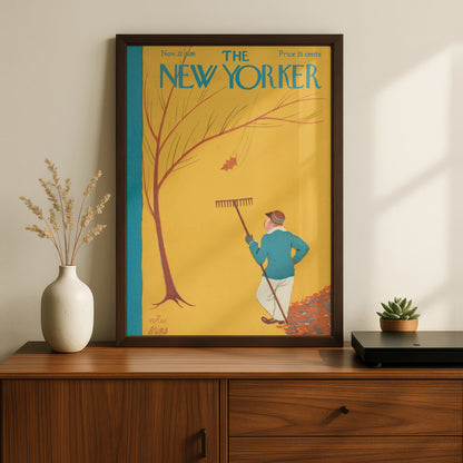 Vintage The New Yorker Art Poster, 1926 Autumn Scene, Retro Wall Art for Home Decor