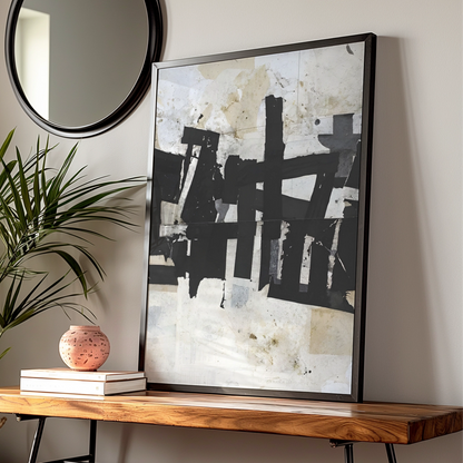 Abstract Monochrome Collage Print, Black and White Poster, Modern Wall Art