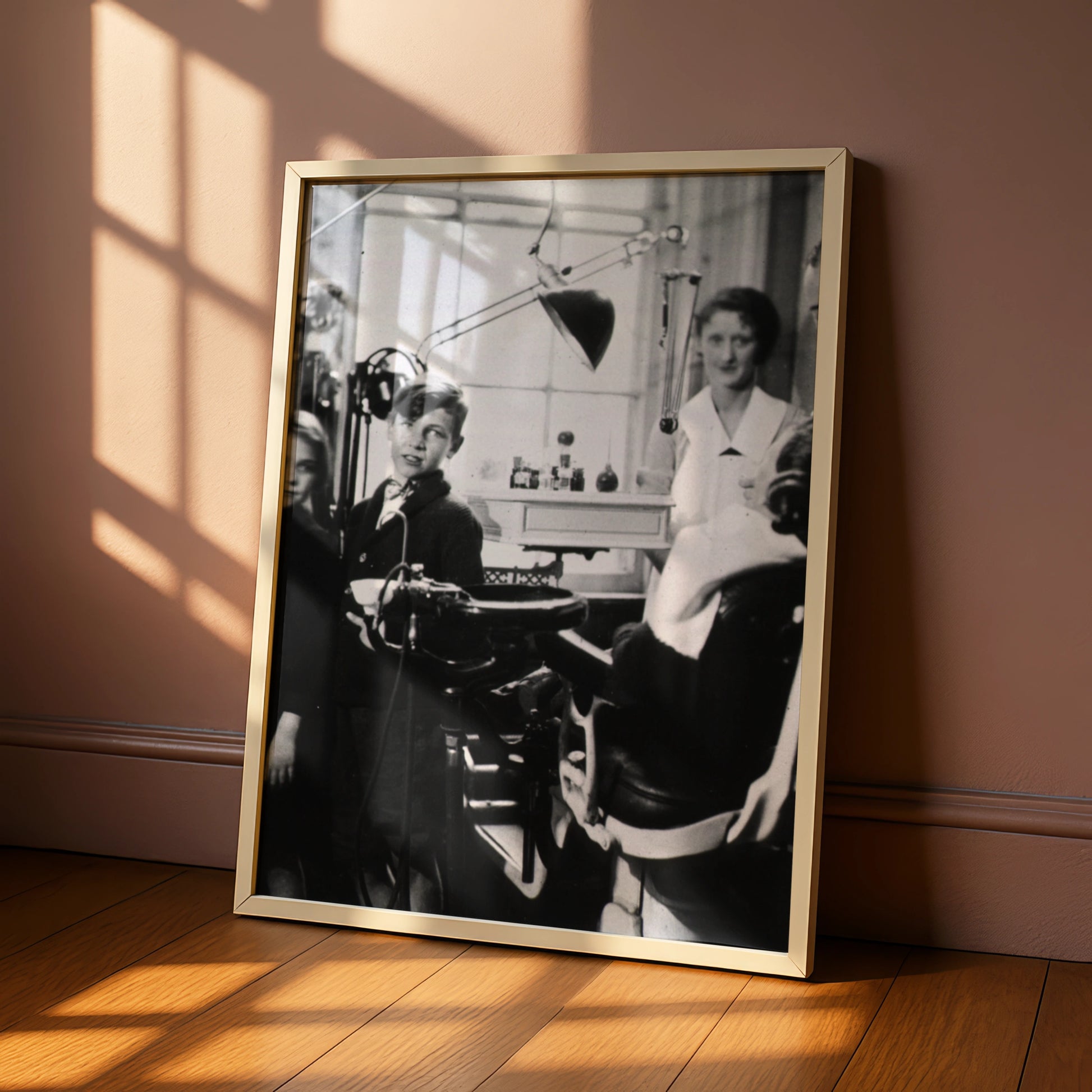 Vintage Dental Surgery Photo Print, 1930s Children Dentist Black White Wall Art Poster