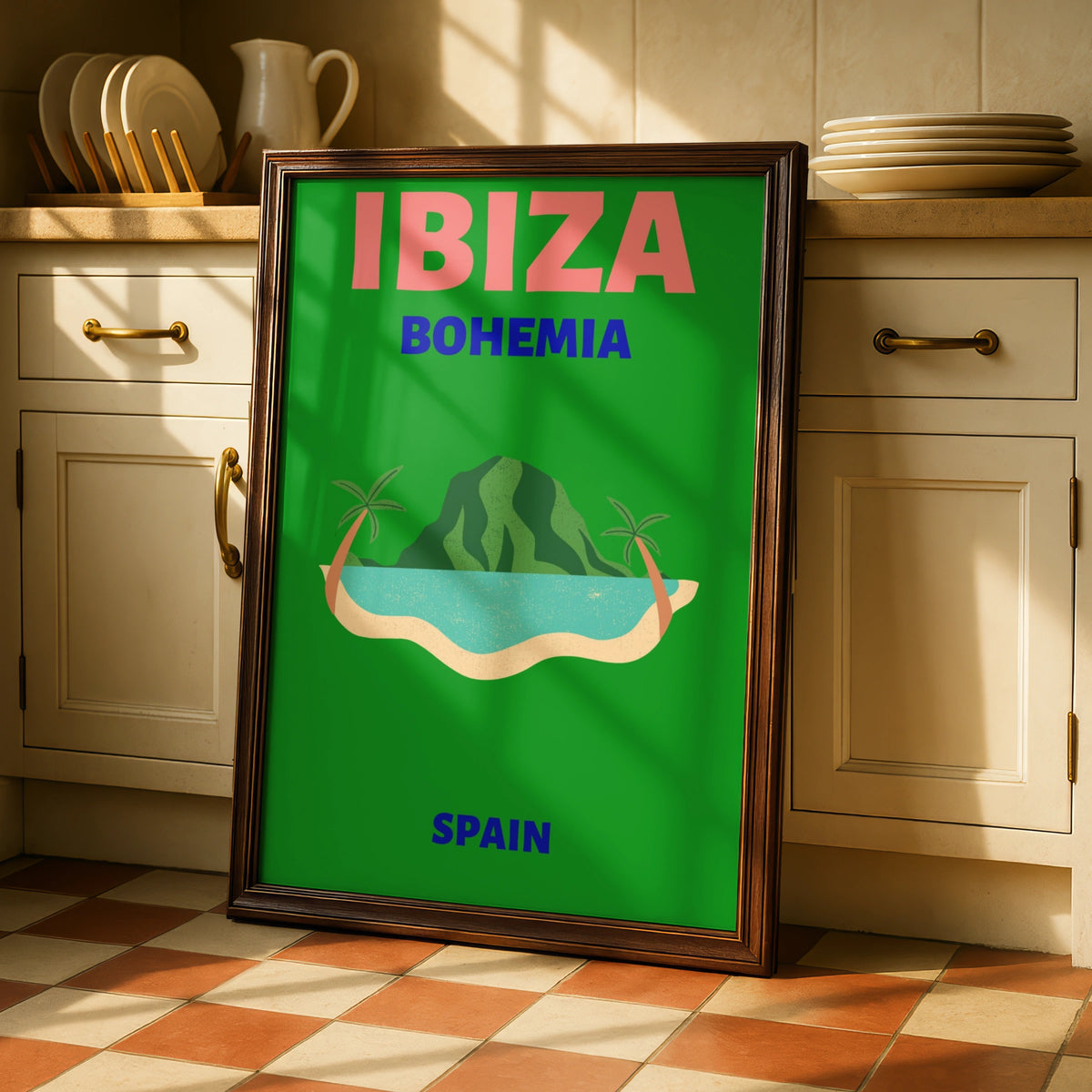 Ibiza Travel Poster, Spain Retro Wall Art, Bohemia Island Print, Balearic Decor