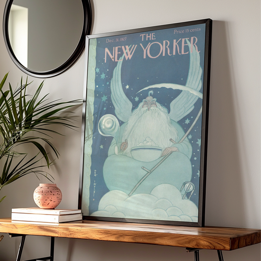 New Yorker Cover Dec 1927 Poster, Father Time New Year Art Print, Vintage Wall Art