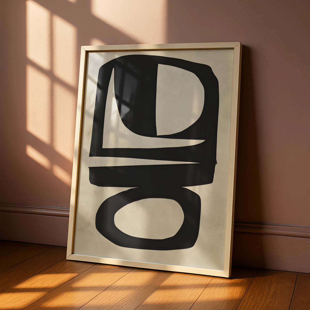 Abstract Monochrome Wall Art, Bold Black Shapes Print, Minimalist Neutral Poster, Modern Decor