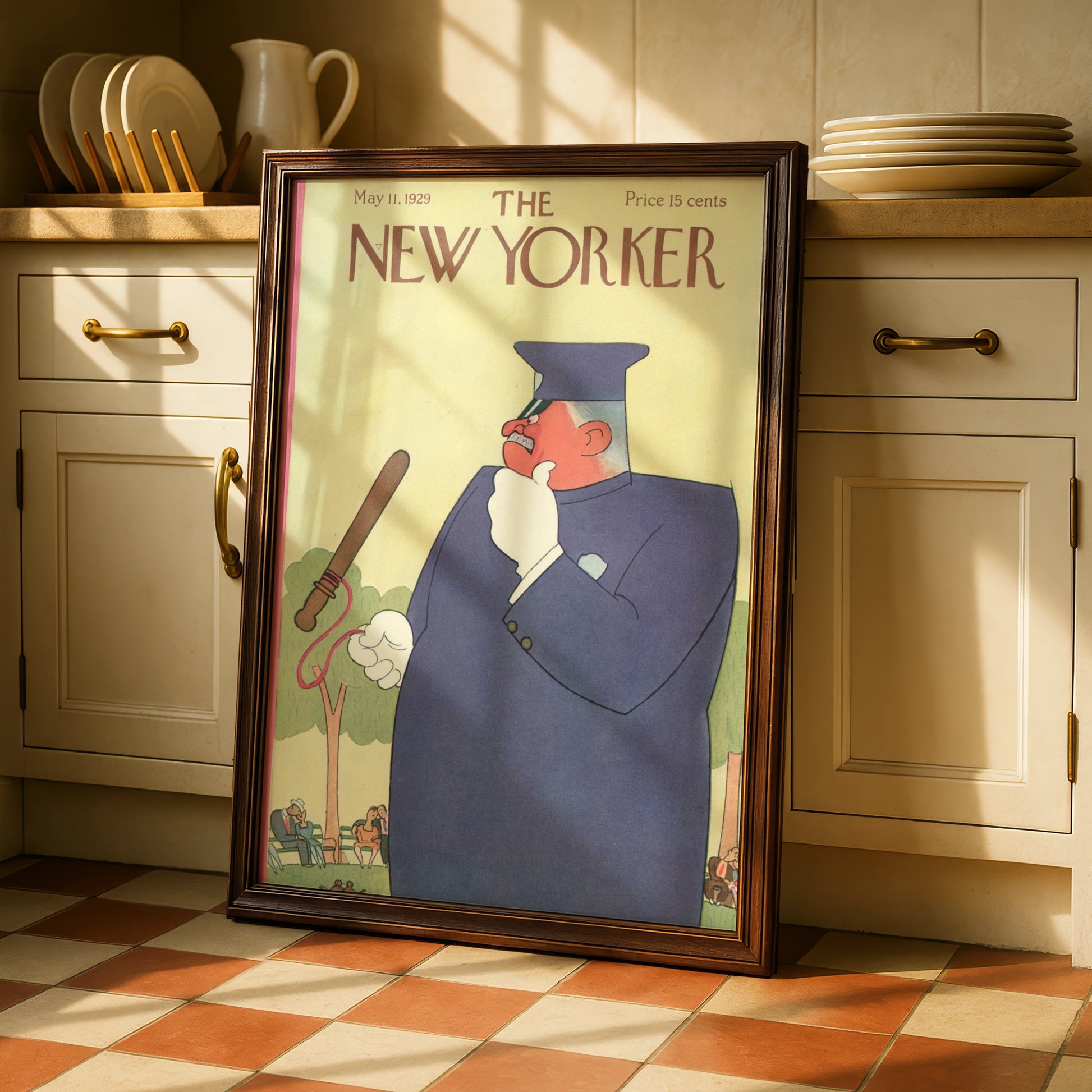 The New Yorker May 1929 Cover Poster, Vintage Police Officer Park Art Print