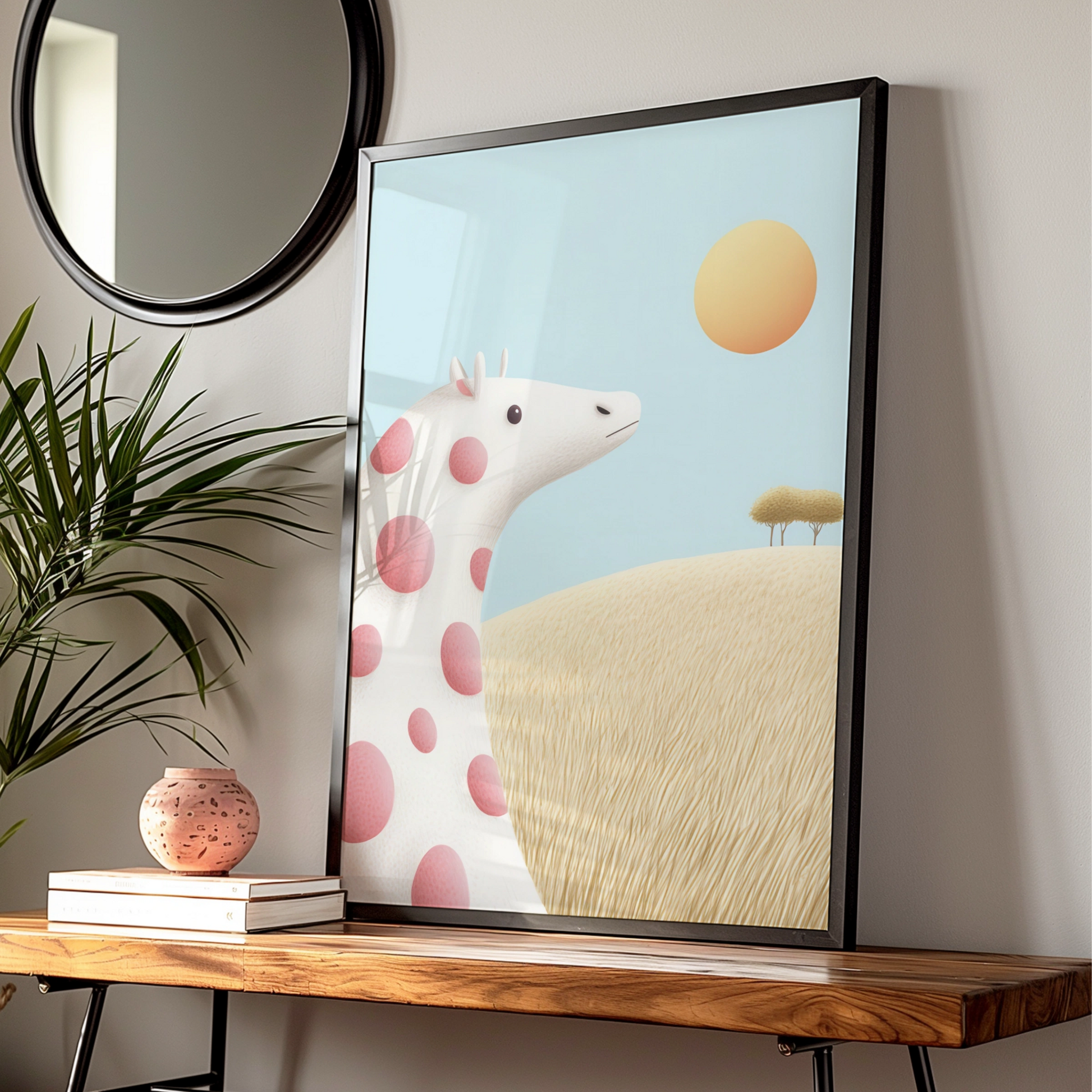Giraffe Nursery Wall Art, Cute Baby Animal Print, Pastel Kids Room Poster, Whimsical Safari Decor