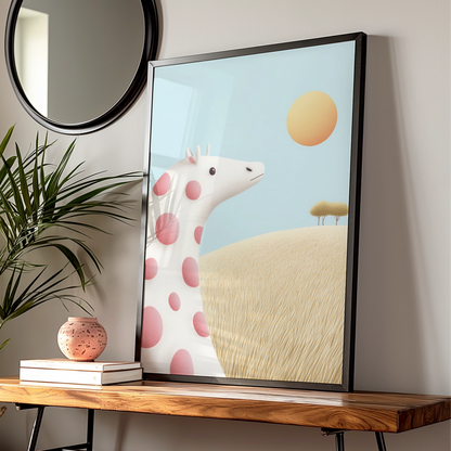 Giraffe Nursery Wall Art, Cute Baby Animal Print, Pastel Kids Room Poster, Whimsical Safari Decor