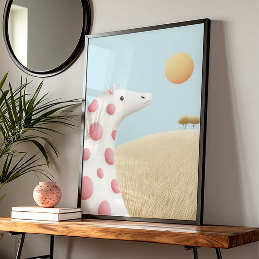 Giraffe Nursery Wall Art, Cute Baby Animal Print, Pastel Kids Room Poster, Whimsical Safari Decor
