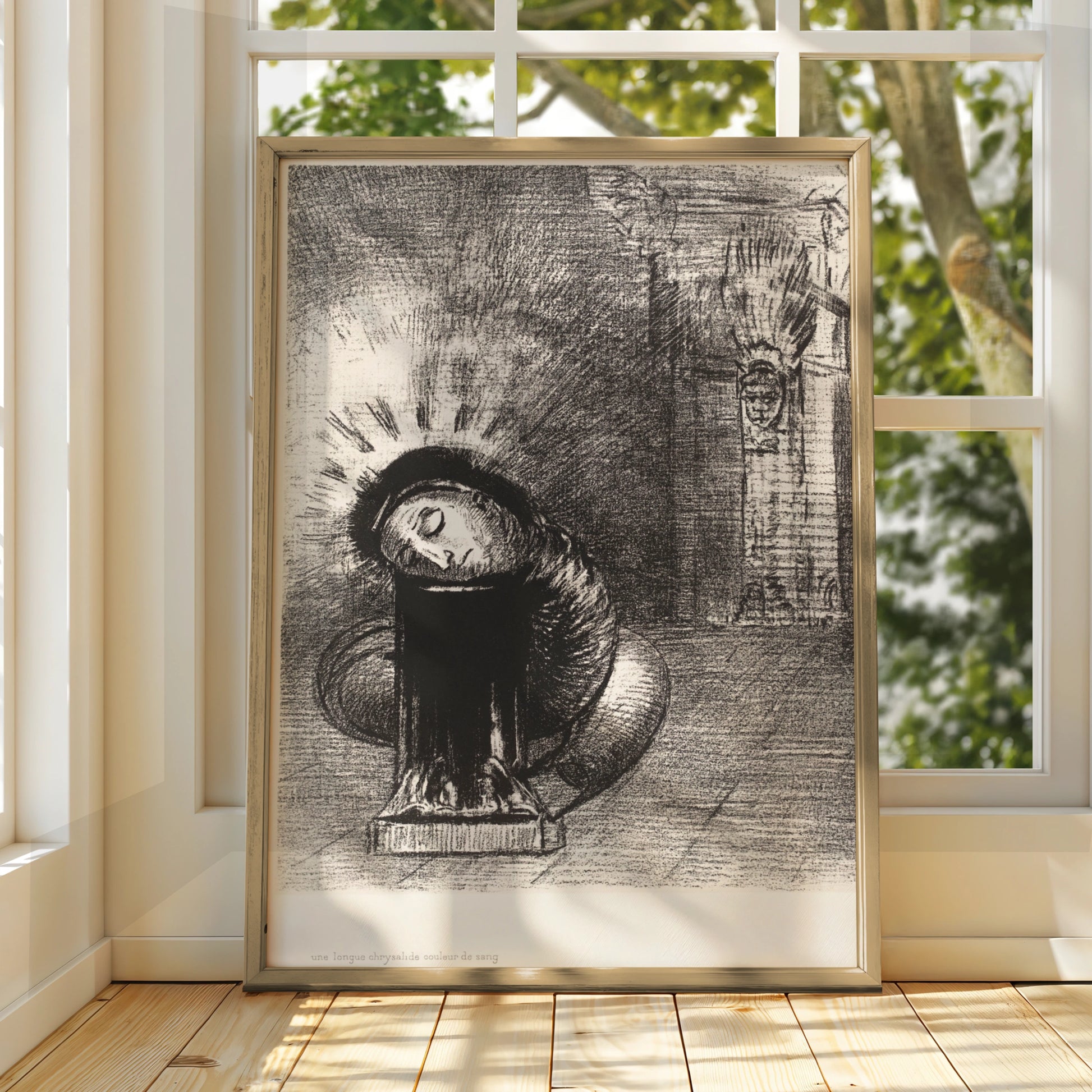 Gothic Halloween Art Print, Dark Surreal Horror Poster, Black Grey Occult Wall Art