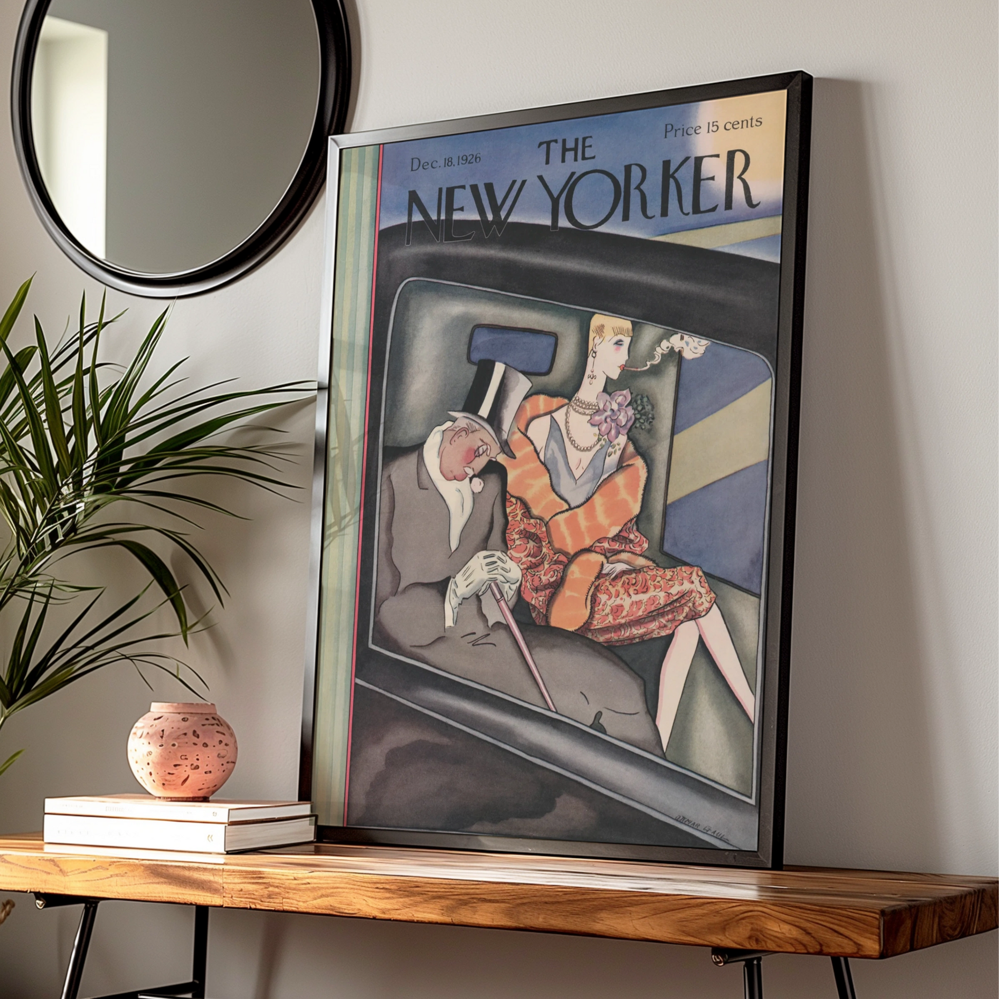 The New Yorker December 1926 Cover Poster, Art Deco Flapper Wall Art Print