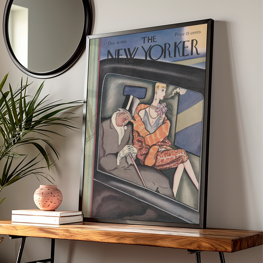 The New Yorker December 1926 Cover Poster, Art Deco Flapper Wall Art Print