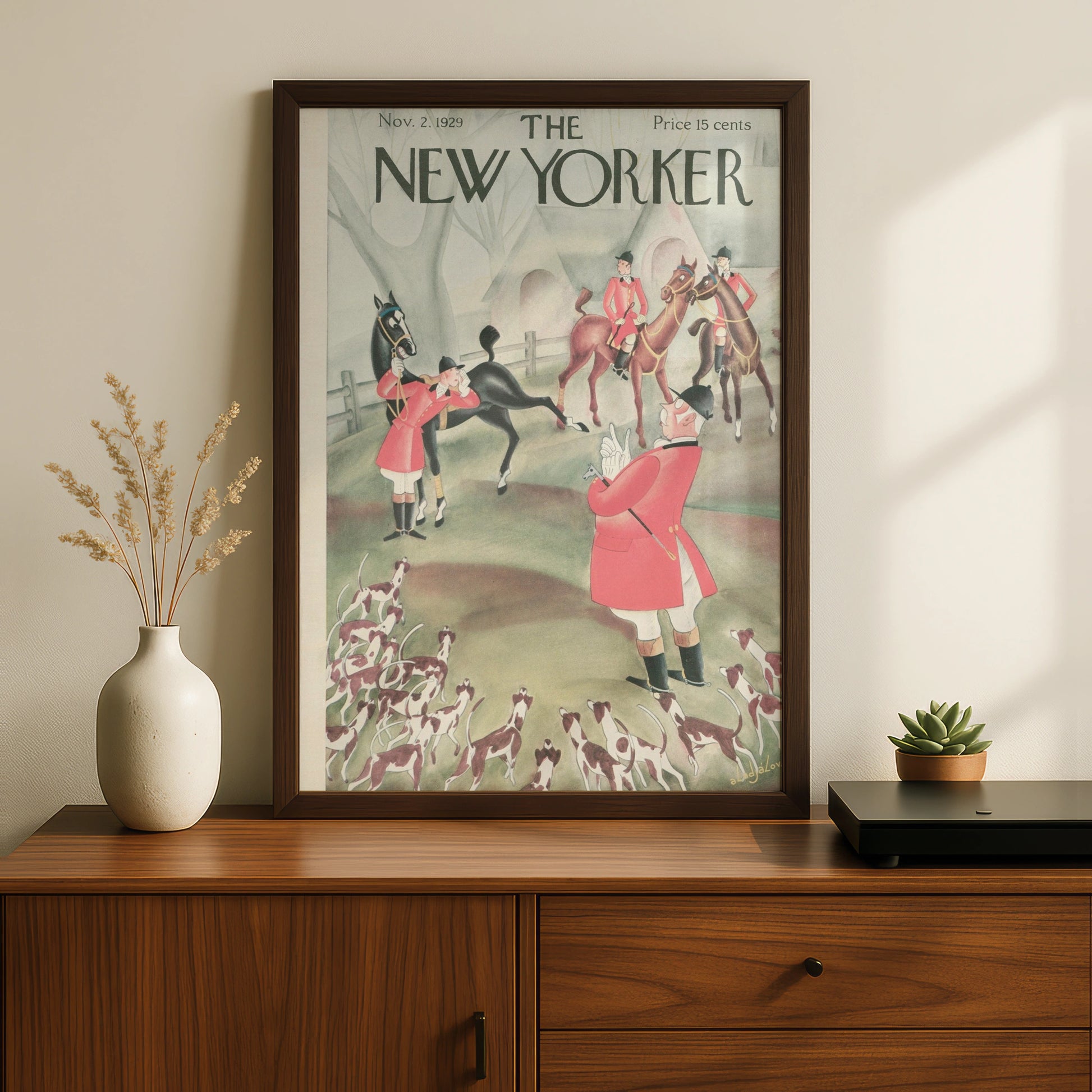 The New Yorker 1929 Fox Hunt Cover Poster, Vintage Equestrian Wall Art Print